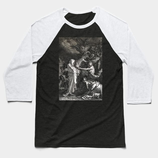 Saul consults Samuel after the witch of Endor by A Laurentius Baseball T-Shirt by TORVENIUS